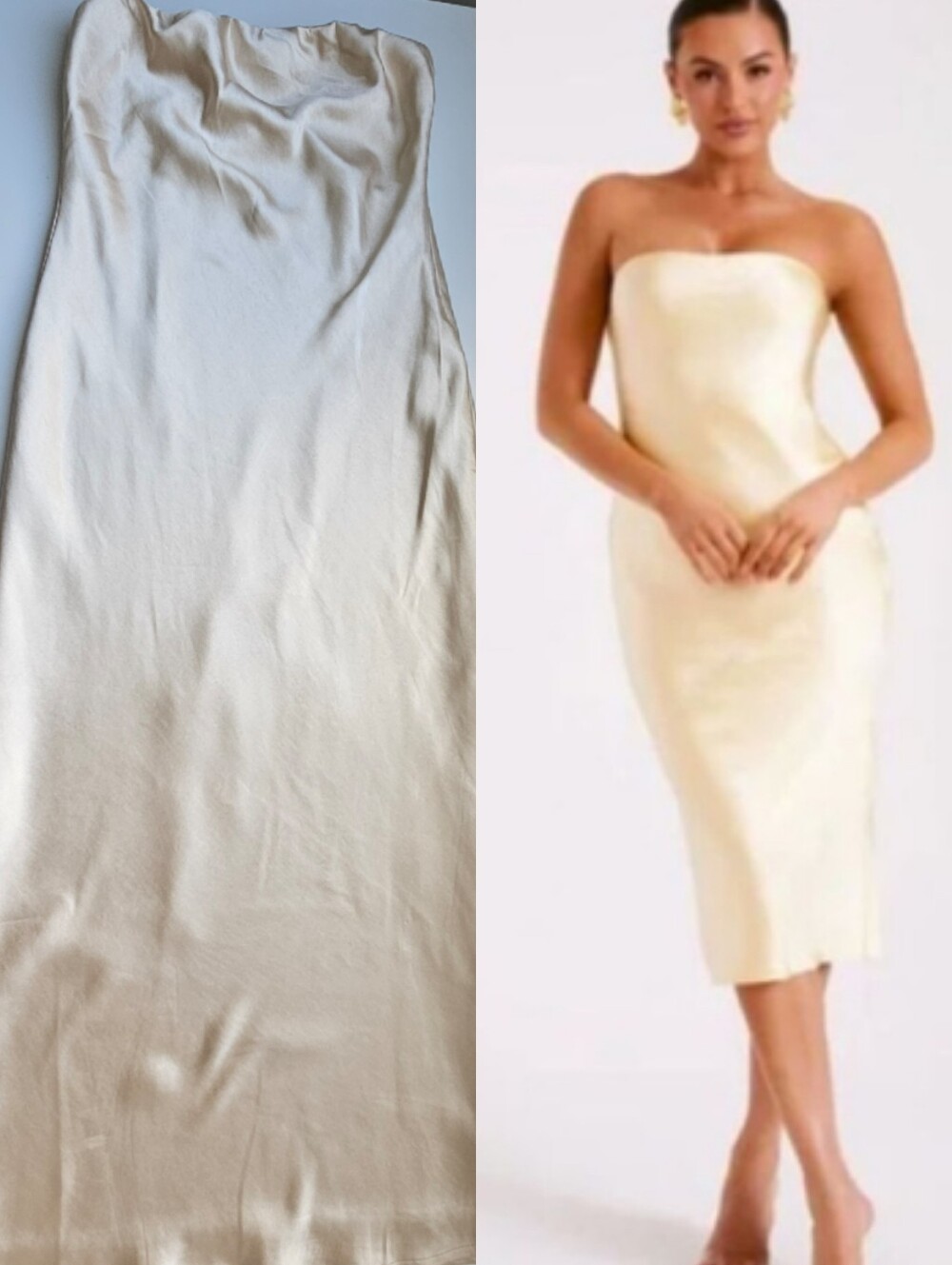 Meshki Liquid Gold Strapless Midi Length Dress